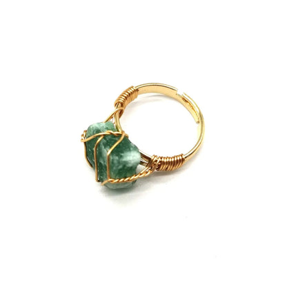 Ethnic Style Geometric Metal Plating Natural Stone Open Ring