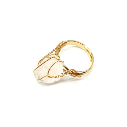 Ethnic Style Geometric Metal Plating Natural Stone Open Ring