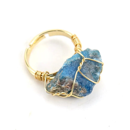 Ethnic Style Geometric Metal Plating Natural Stone Open Ring