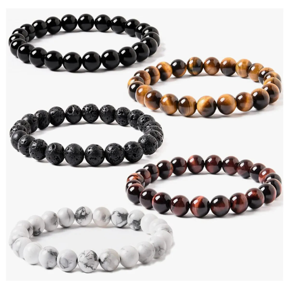 Ethnic Style Geometric Natural Stone Beaded Bracelets