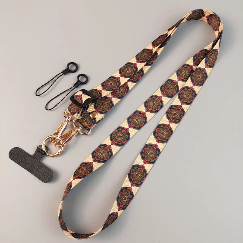 Ethnic Style Geometric Nylon Mobile Phone Lanyard