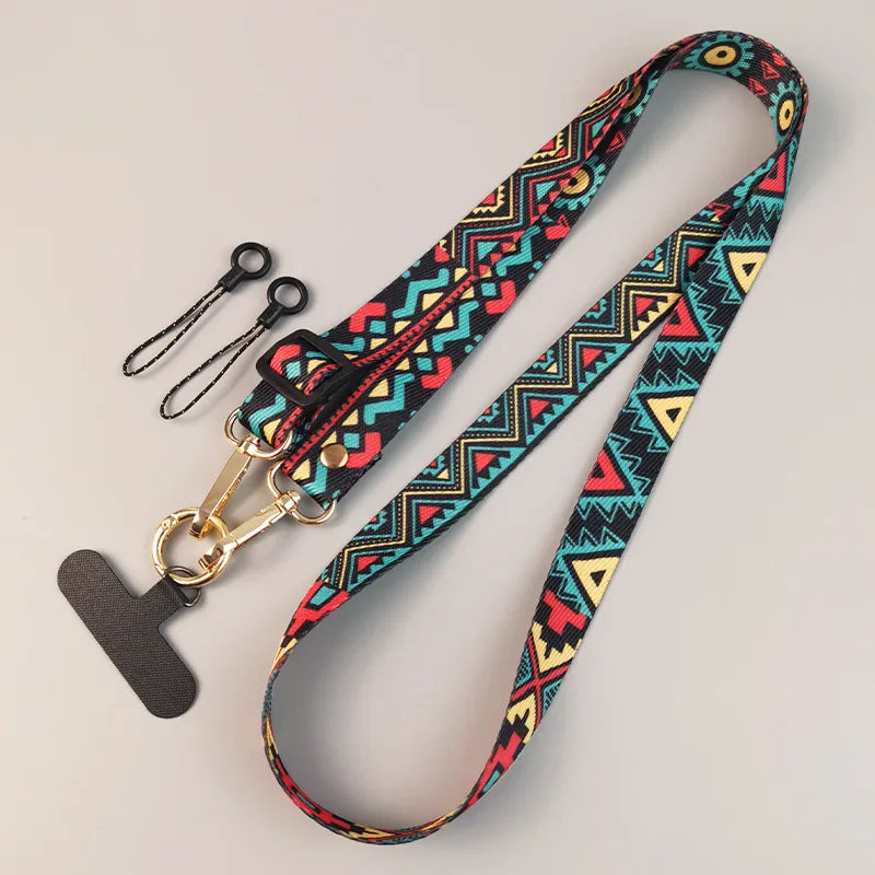 Ethnic Style Geometric Nylon Mobile Phone Lanyard