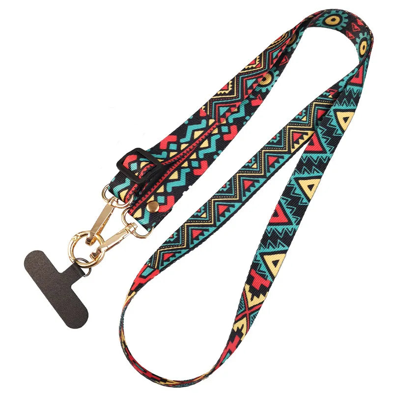 Ethnic Style Geometric Nylon Mobile Phone Lanyard