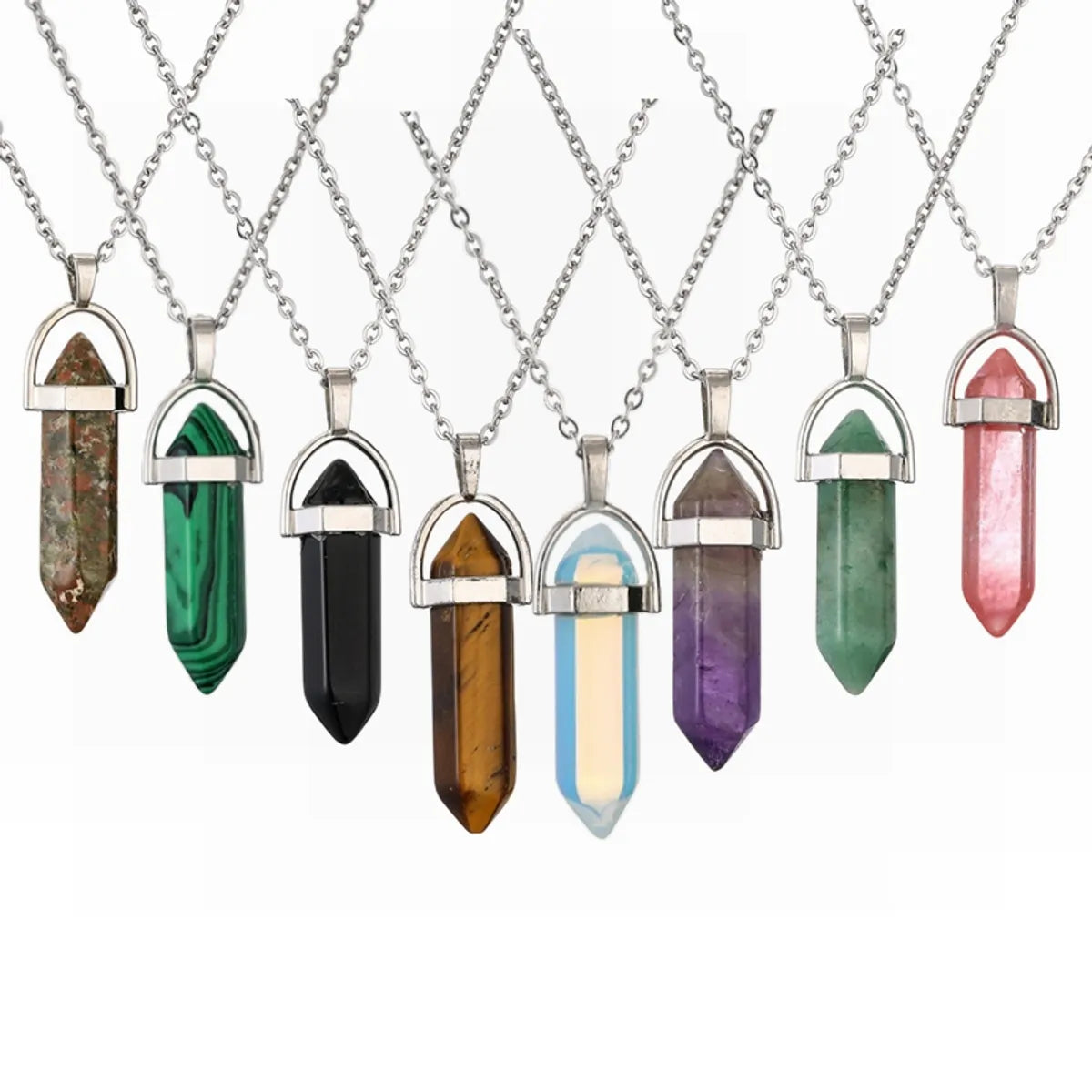 Ethnic Style Geometric Stainless Steel Natural Stone Plating Unisex Pendant Necklace