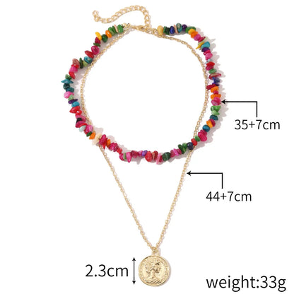 Ethnic Style Geometric Stone Beaded Plating Women's Necklace