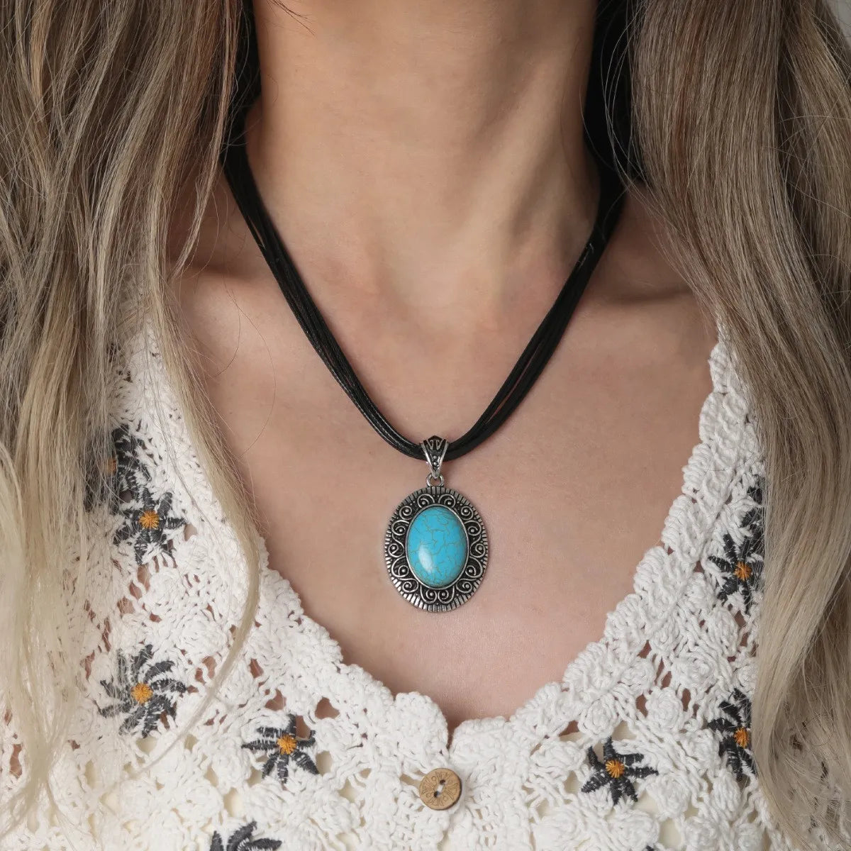 Ethnic Style Geometric Turquoise Alloy Turquoise Wholesale Pendant Necklace