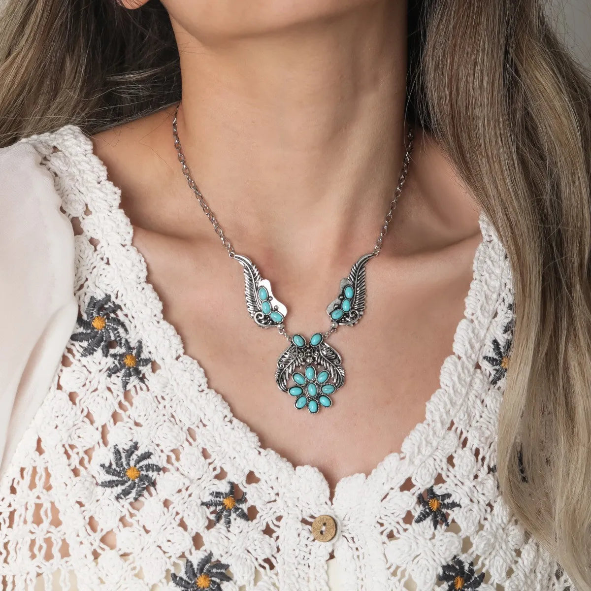 Ethnic Style Geometric Turquoise Alloy Turquoise Wholesale Pendant Necklace