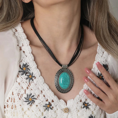 Ethnic Style Geometric Turquoise Alloy Turquoise Wholesale Pendant Necklace