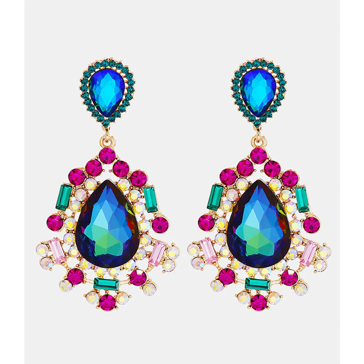 Ethnic Style Geometric Water Droplets Alloy Glass Women's Drop Earrings 1 Pair