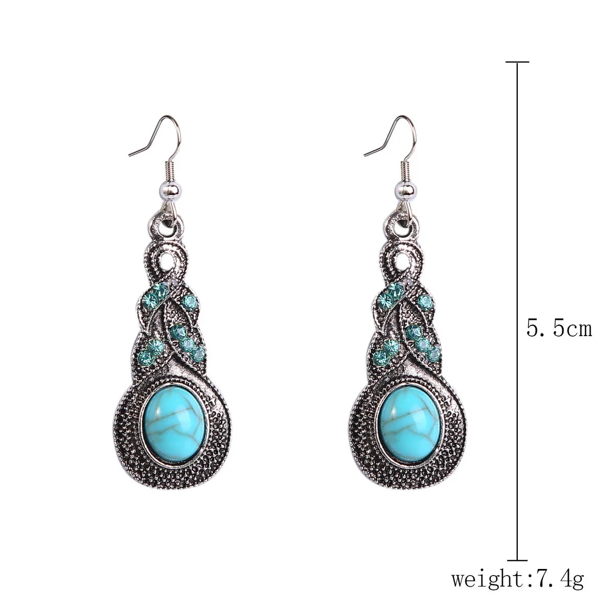 Ethnic Style Geometric Water Droplets Turquoise Metal Earrings Necklace