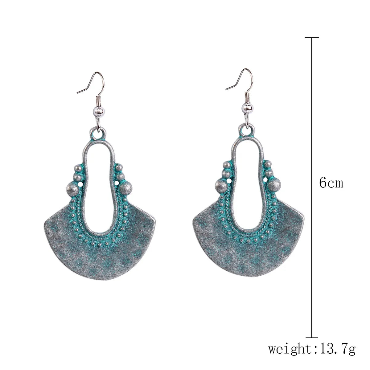 Ethnic Style Geometric Water Droplets Turquoise Metal Earrings Necklace