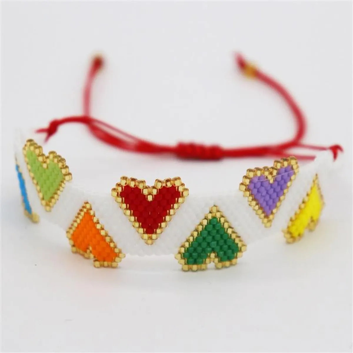 Ethnic Style Heart Shape Glass Knitting Women's Bracelets 1 Piece