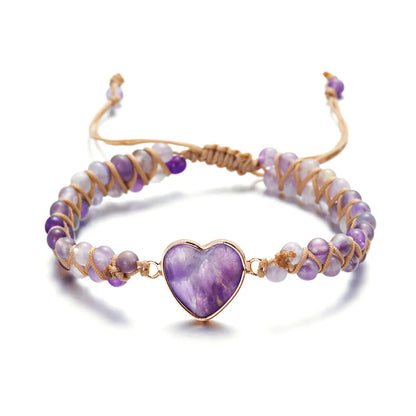 Ethnic Style Heart Shape Natural Stone Knitting Bracelets