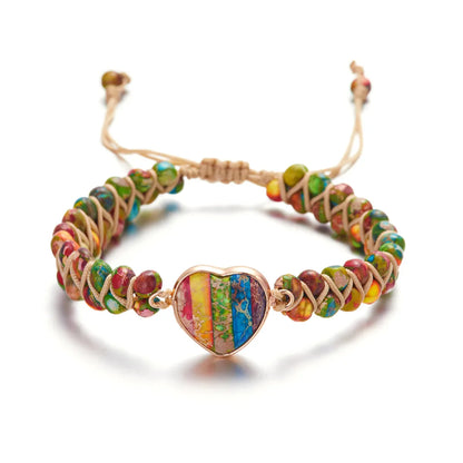 Ethnic Style Heart Shape Natural Stone Knitting Bracelets