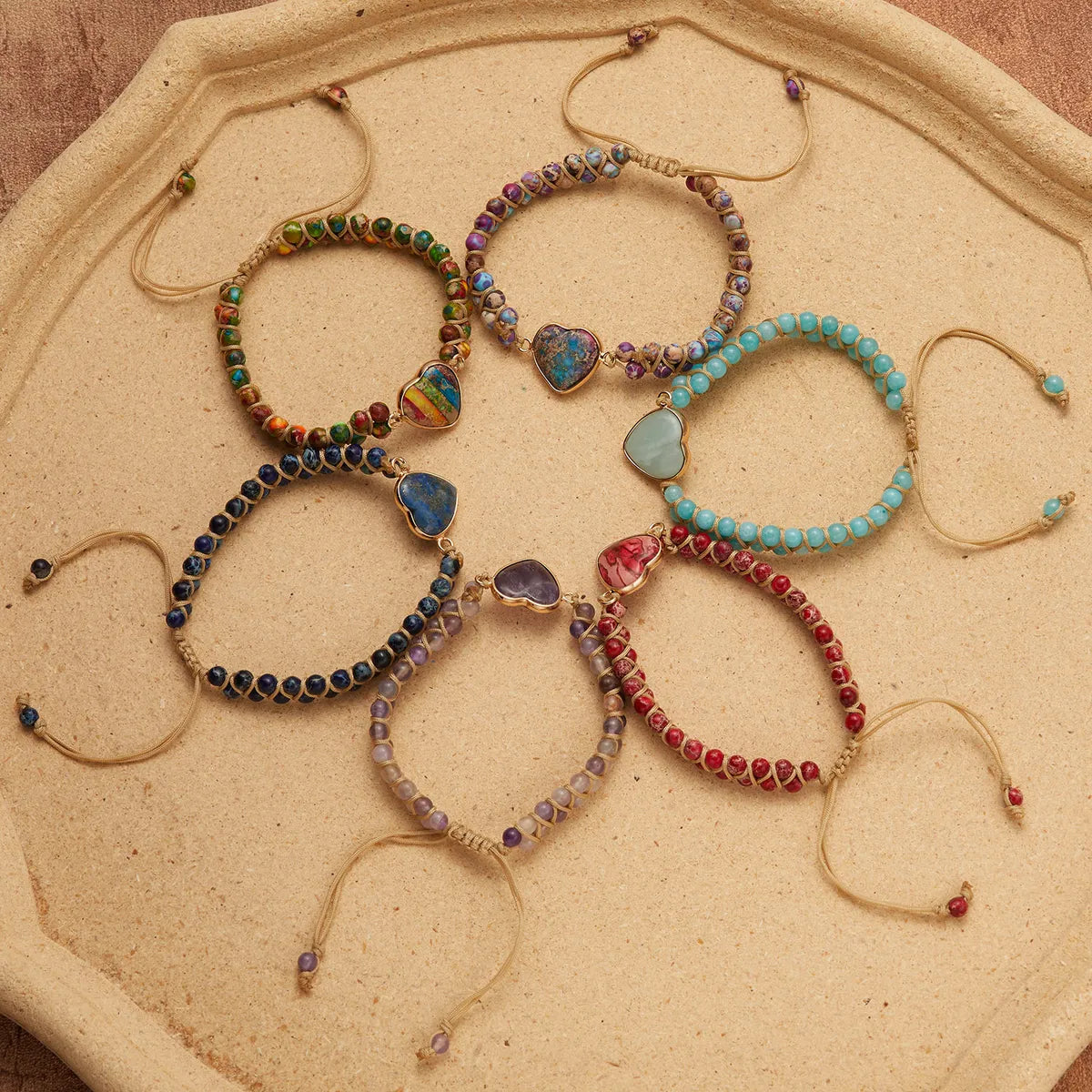 Ethnic Style Heart Shape Natural Stone Knitting Bracelets