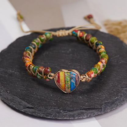 Ethnic Style Heart Shape Natural Stone Knitting Bracelets