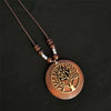 Ethnic Style Leaf Owl Flower Wood Wholesale Pendant Necklace