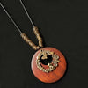 Ethnic Style Leaf Owl Flower Wood Wholesale Pendant Necklace