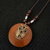 Ethnic Style Leaf Owl Flower Wood Wholesale Pendant Necklace