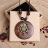 Ethnic Style Leaf Owl Flower Wood Wholesale Pendant Necklace