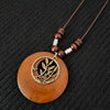 Ethnic Style Leaf Owl Flower Wood Wholesale Pendant Necklace