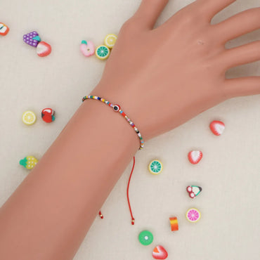 Ethnic Style Lucky Eye Rice Bead Woven Colorful Beaded Small Bracelet