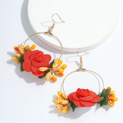 Ethnic Style Flower Cloth No Inlaid Earrings