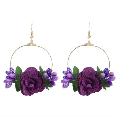 Ethnic Style Flower Cloth No Inlaid Earrings