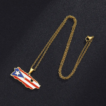 Ethnic Style Modern Style Classic Style Map 201 Stainless Steel 304 Stainless Steel Enamel Plating 18K Gold Plated Unisex Pendant Necklace