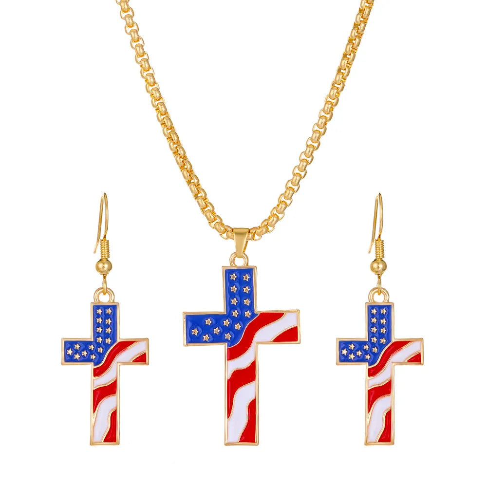 Ethnic Style National Flag Alloy Women'S Earrings Necklace