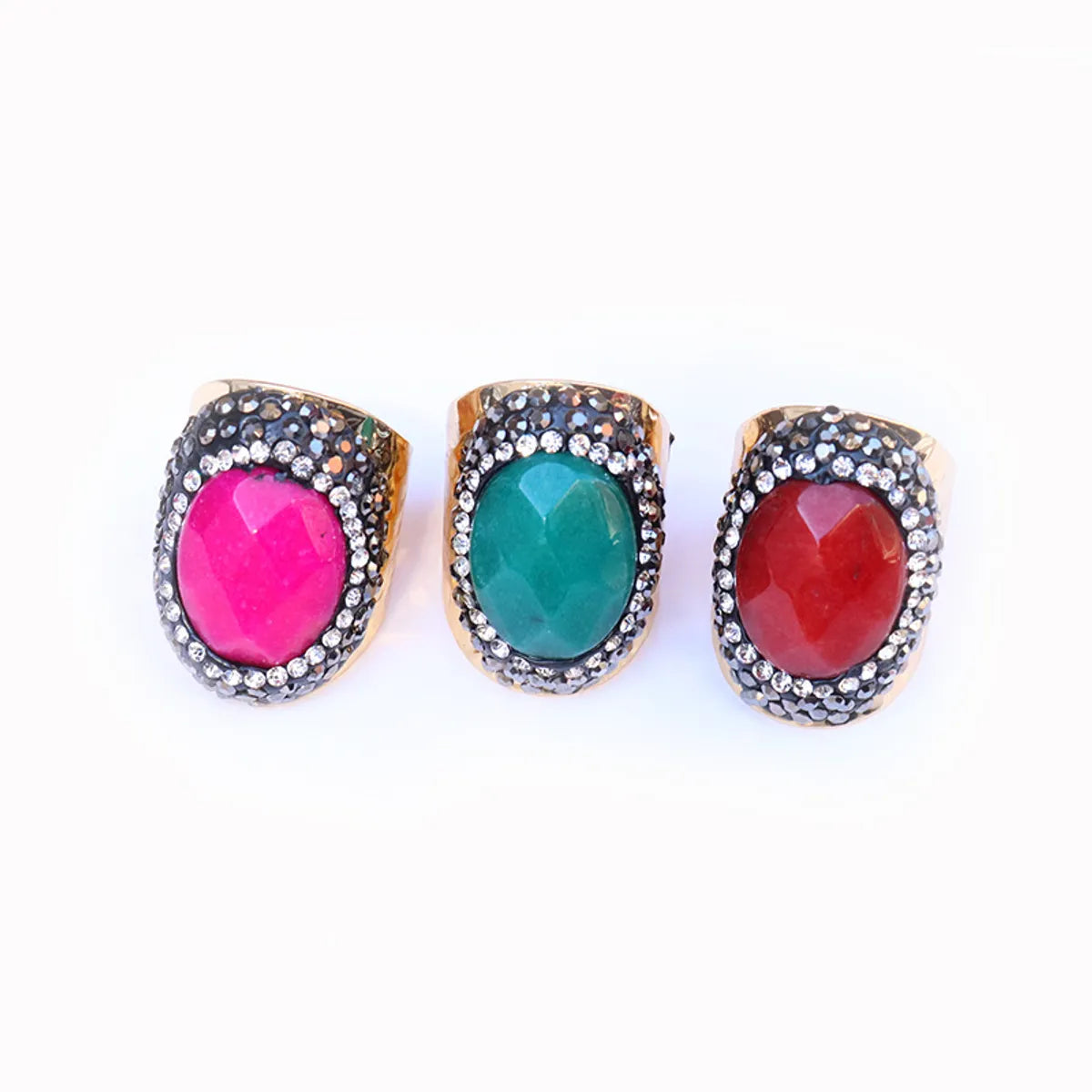 Ethnic Style Oval Natural Stone Open Ring