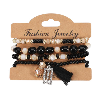 Ethnic Style Oval Tassel Rectangle Beaded Artificial Crystal Alloy Women'S Bracelets