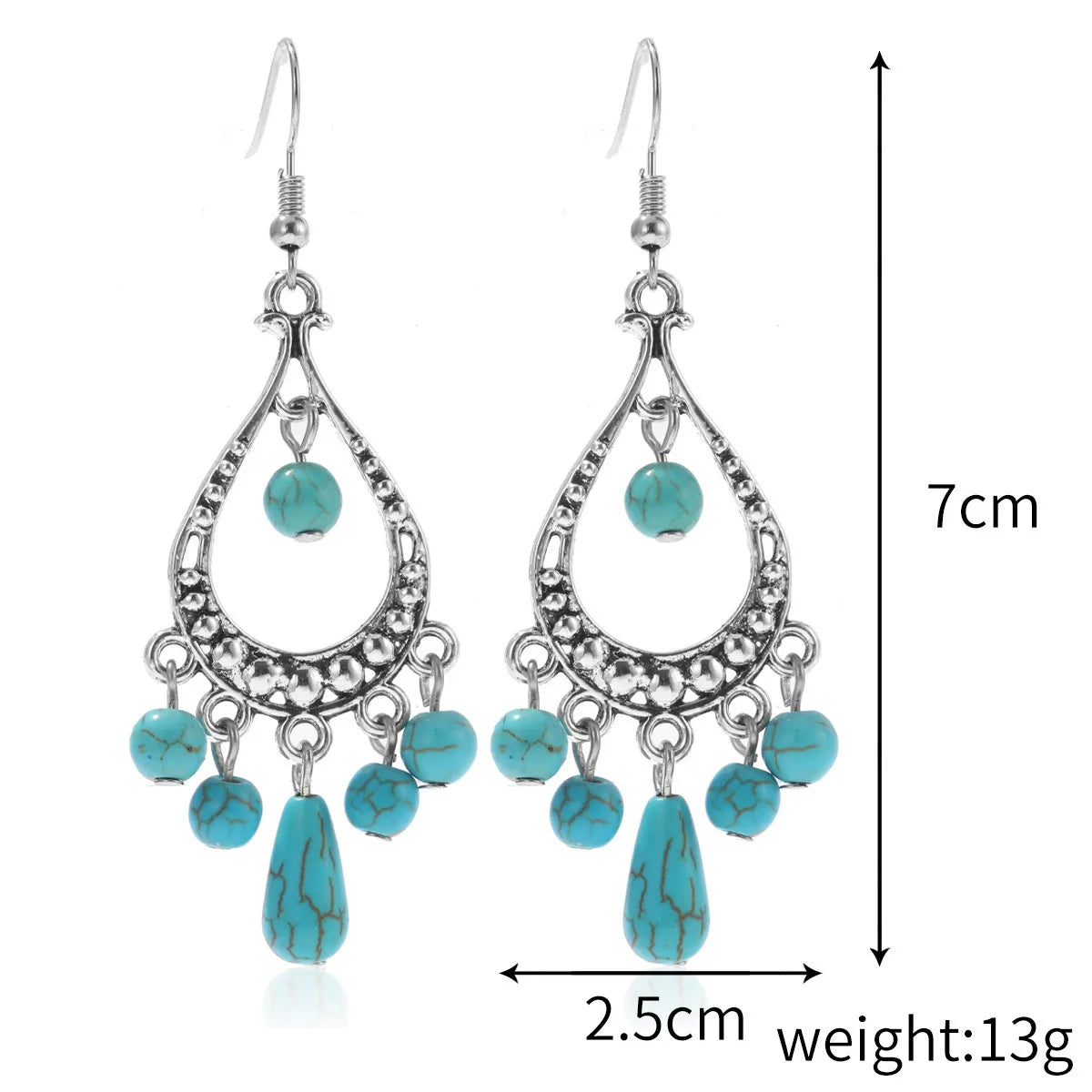 Ethnic Style Oval Water Droplets Alloy Inlay Turquoise Women'S Bracelets Earrings Necklace