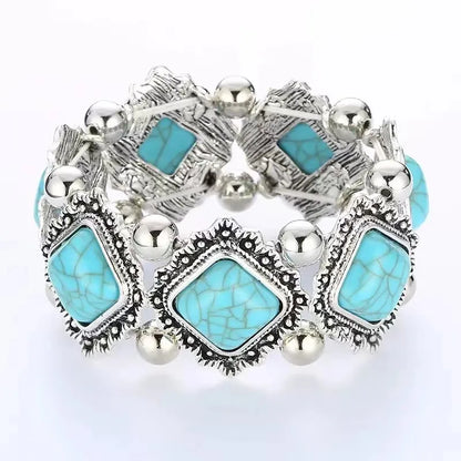 Ethnic Style Oval Water Droplets Alloy Inlay Turquoise Women'S Bracelets Earrings Necklace