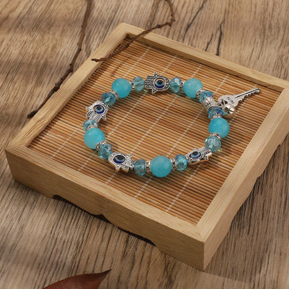 Ethnic Style Palm Key Artificial Crystal Alloy Beaded Artificial Crystal Women's Bracelets