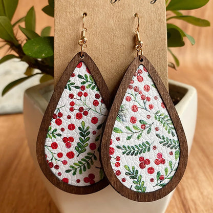 Ethnic Style Plaid Snowman Pu Leather Women's Drop Earrings 1 Pair