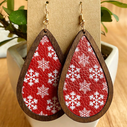 Ethnic Style Plaid Snowman Pu Leather Women's Drop Earrings 1 Pair