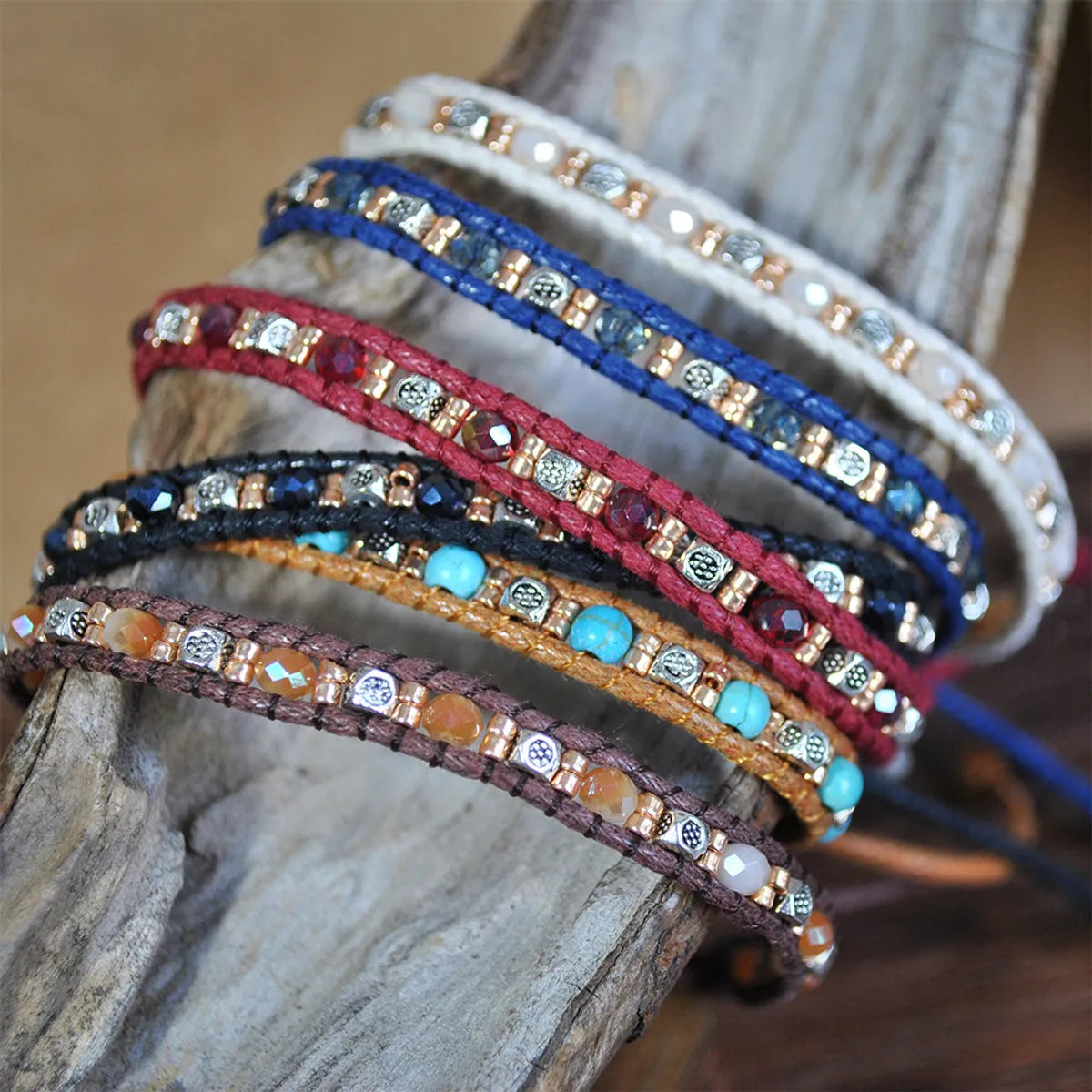 Ethnic Style Round Alloy Seed Bead Rope Knitting Women's Bracelets 1 Piece