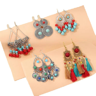 Ethnic Style Round Alloy Turquoise Inlay Turquoise Women's Earrings