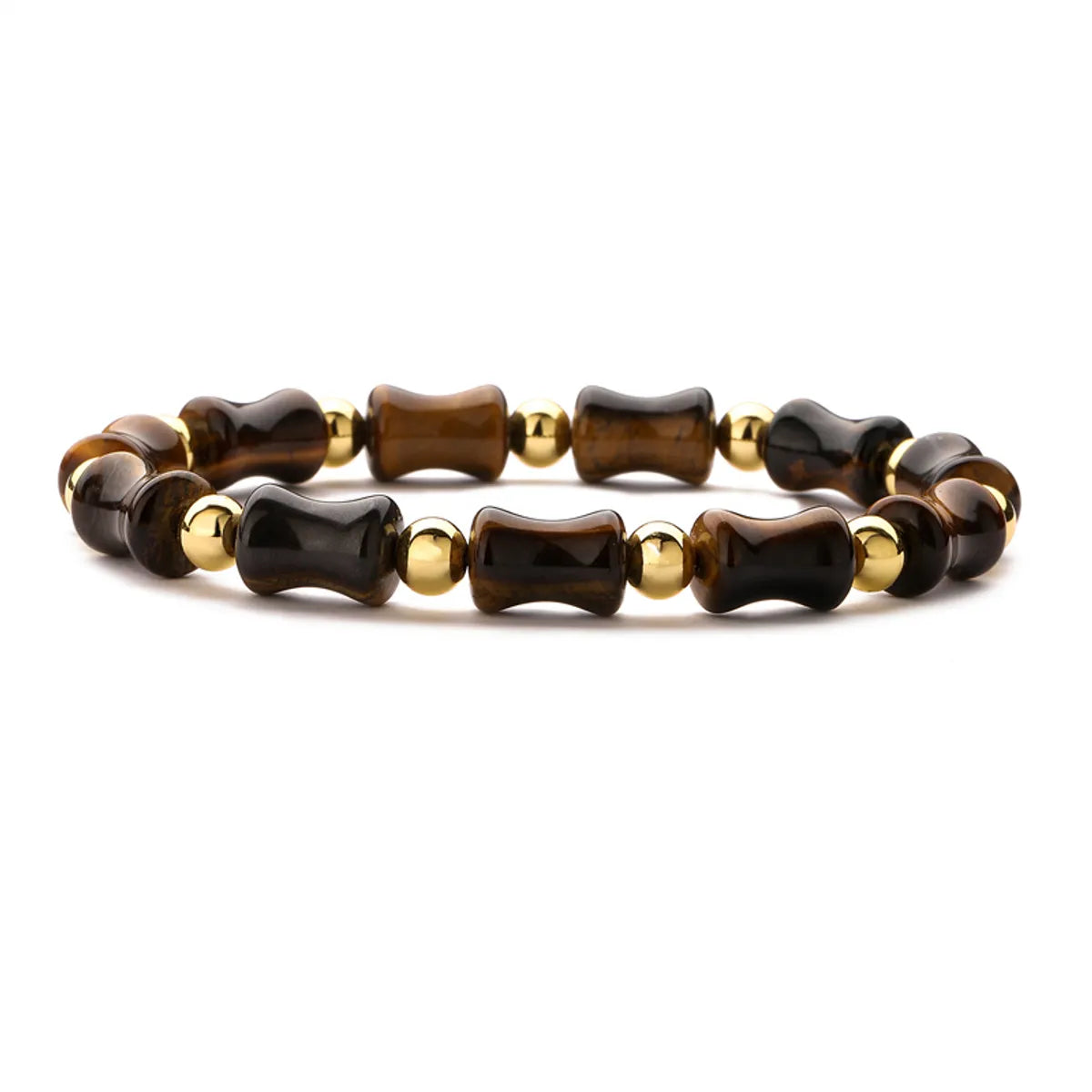 Ethnic Style Round Bamboo Natural Stone Beaded Unisex Bracelets