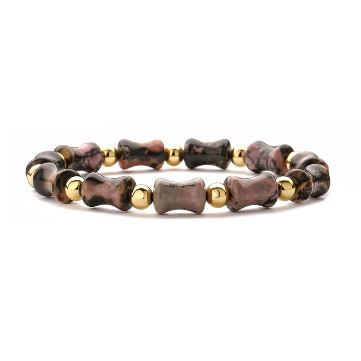 Ethnic Style Round Bamboo Natural Stone Beaded Unisex Bracelets