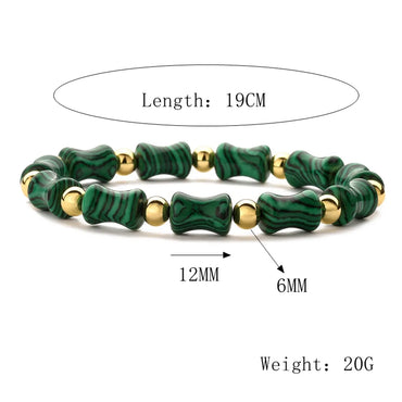 Ethnic Style Round Bamboo Natural Stone Beaded Unisex Bracelets