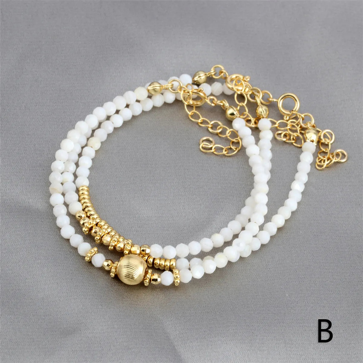 Ethnic Style Round Beaded Knitting Natural Stone Bracelets 1 Piece