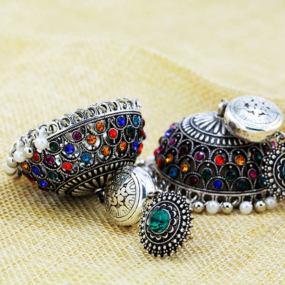 Ethnic Style Round Bell Imitation Pearl Alloy Inlay Rhinestones Women's Drop Earrings