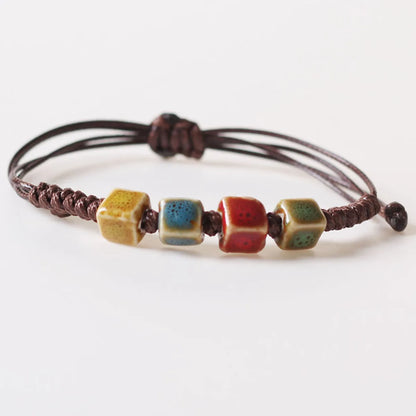 Ethnic Style Round Ceramics Knitting Women'S Bracelets