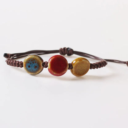 Ethnic Style Round Ceramics Knitting Women'S Bracelets