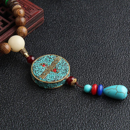 Ethnic Style Round Fish Alloy Wood Beaded Plating Unisex Pendant Necklace 1 Piece