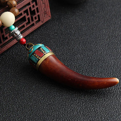 Ethnic Style Round Fish Alloy Wood Beaded Plating Unisex Pendant Necklace 1 Piece