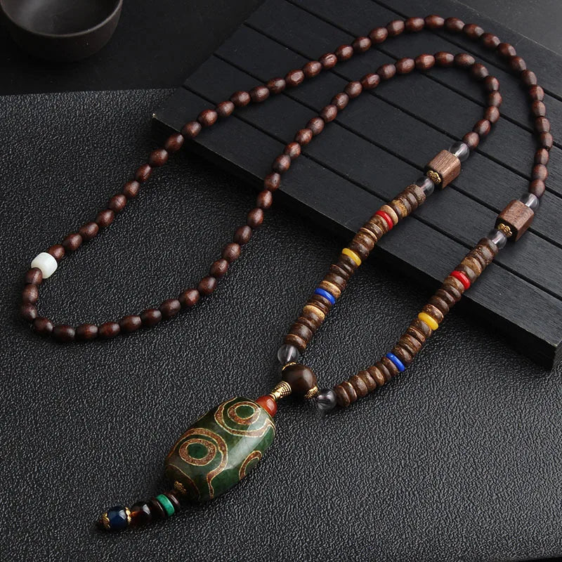 Ethnic Style Round Fish Alloy Wood Beaded Plating Unisex Pendant Necklace 1 Piece