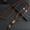 Ethnic Style Round Fish Alloy Wood Beaded Plating Unisex Pendant Necklace 1 Piece